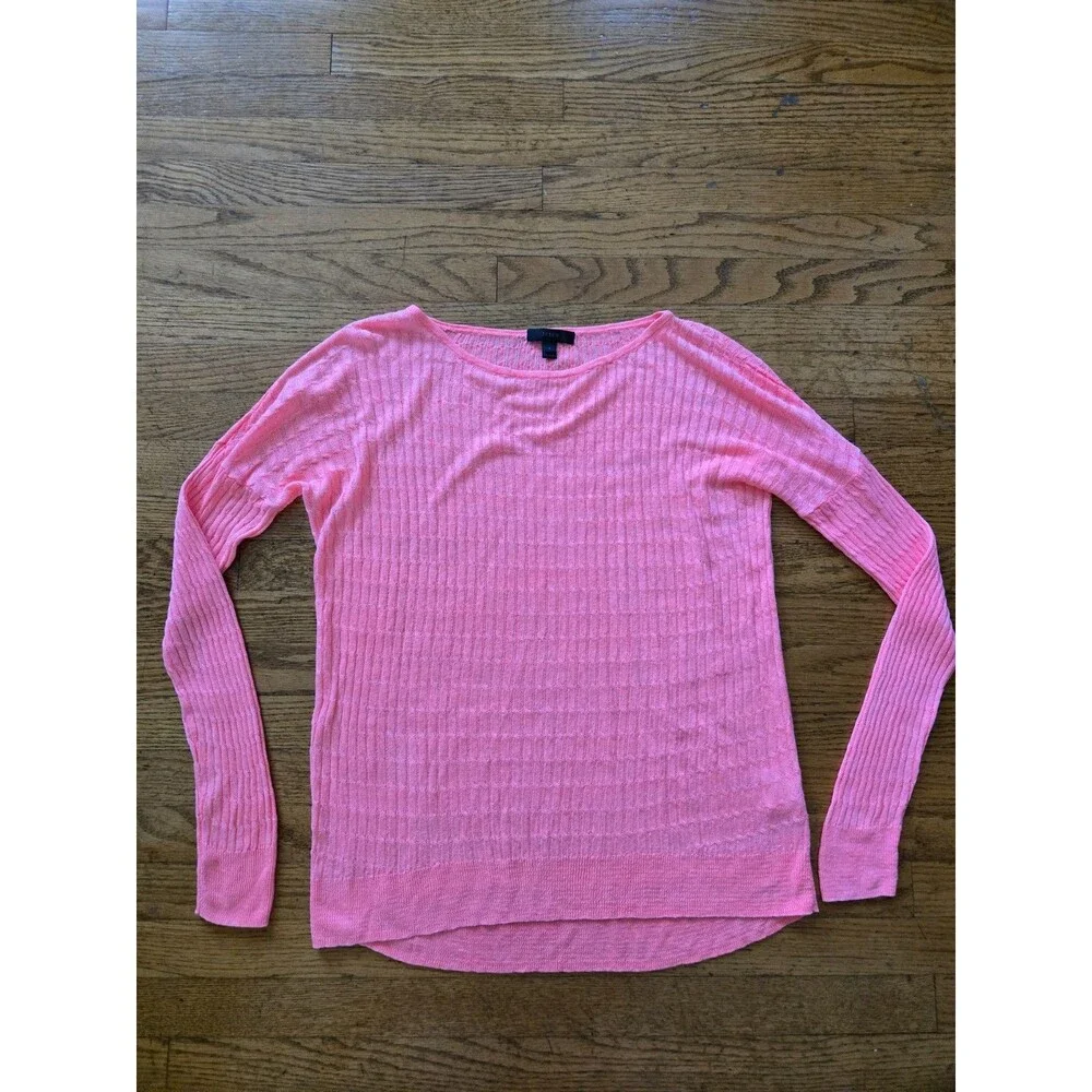 J. Crew Pink Sheer Cable Knit 100% Linen Sweater Women's Small